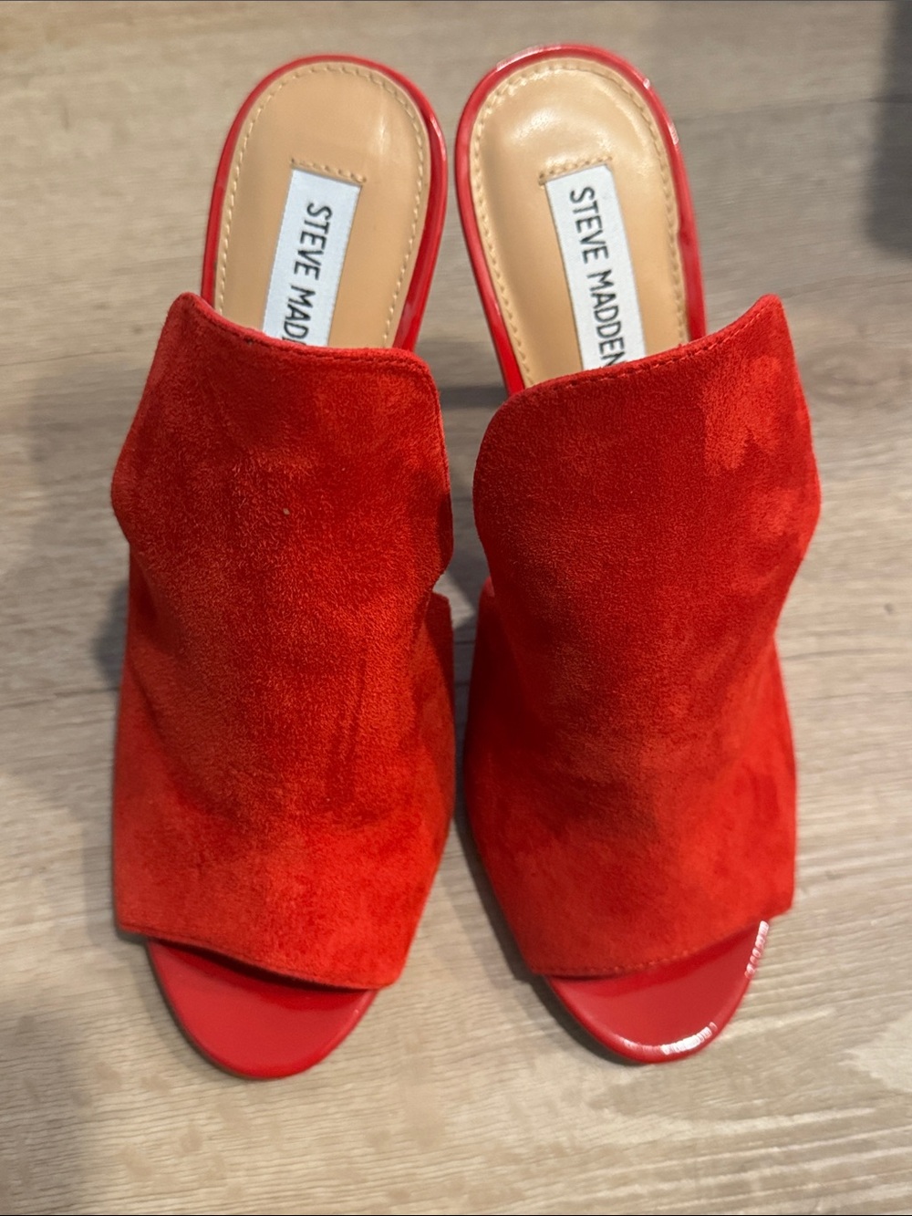 Steve Madden Red Suede Open-Front Mules